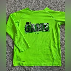 Champion C9 Duo Dry Boys ‘All Game’ Athletic Shirt Neon Green Top Tee Size L EUC